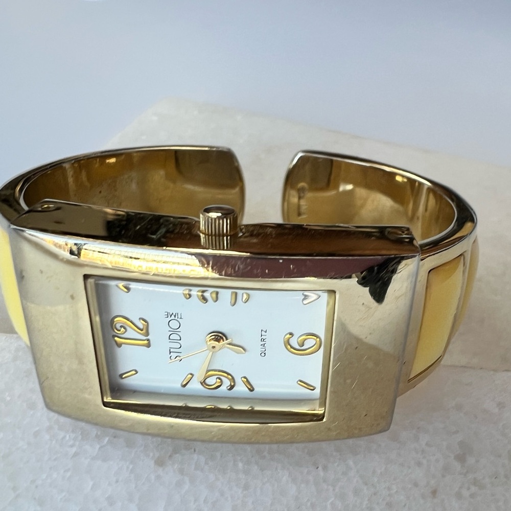 3 for $30 ✔Studio Time Cream & Gold Cuff Watch